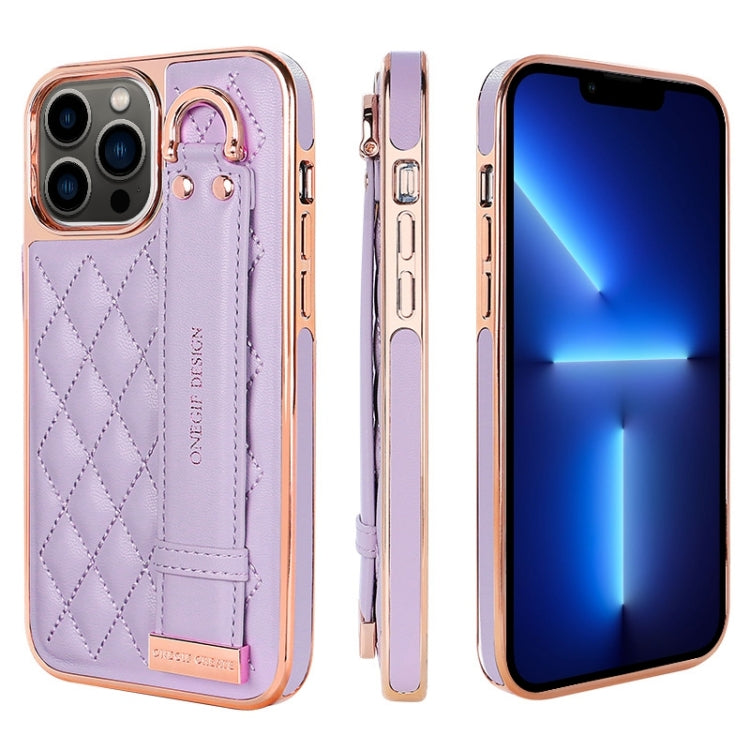 For iPhone 13 Pro VIETAO Rhombic Texture Wristband PU Phone Case