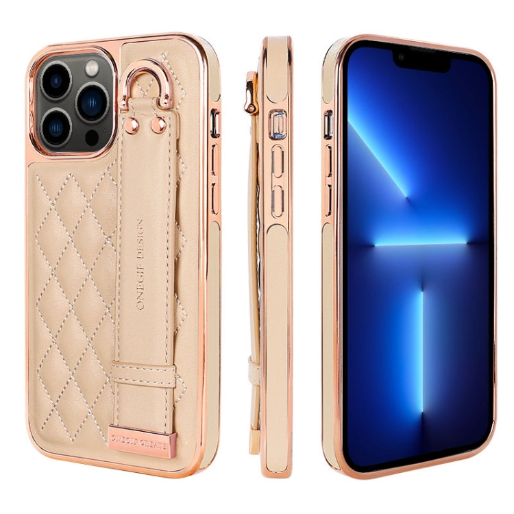 For iPhone 13 Pro VIETAO Rhombic Texture Wristband PU Phone Case