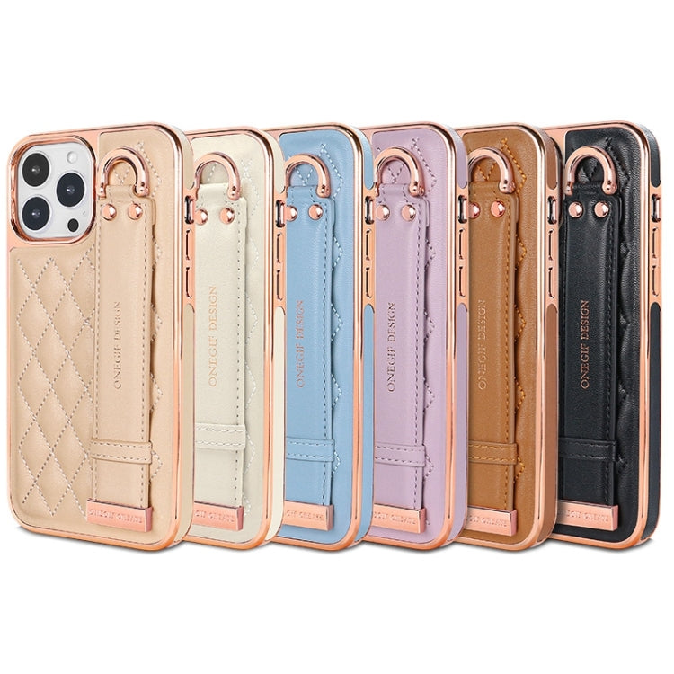 For iPhone 12 / 12 Pro VIETAO Rhombic Texture Wristband PU Phone Case