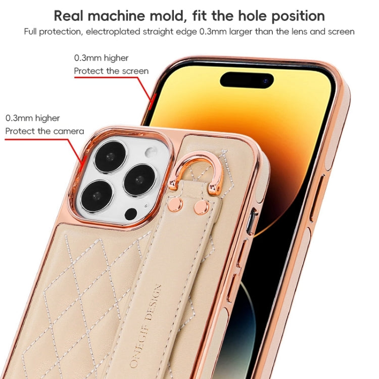 For iPhone 12 / 12 Pro VIETAO Rhombic Texture Wristband PU Phone Case