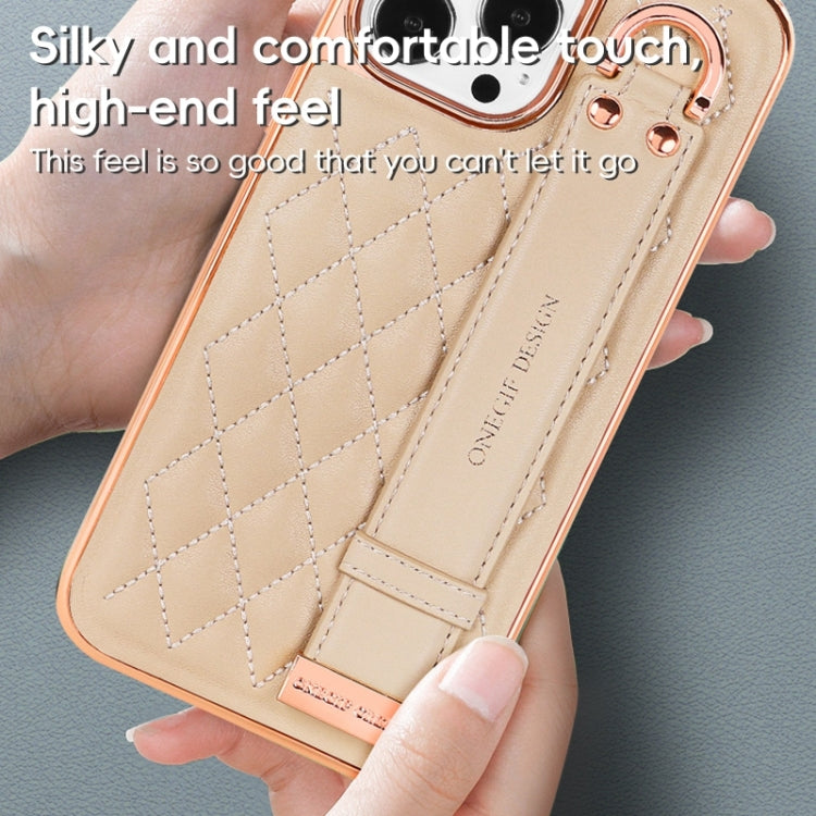 For iPhone 12 / 12 Pro VIETAO Rhombic Texture Wristband PU Phone Case