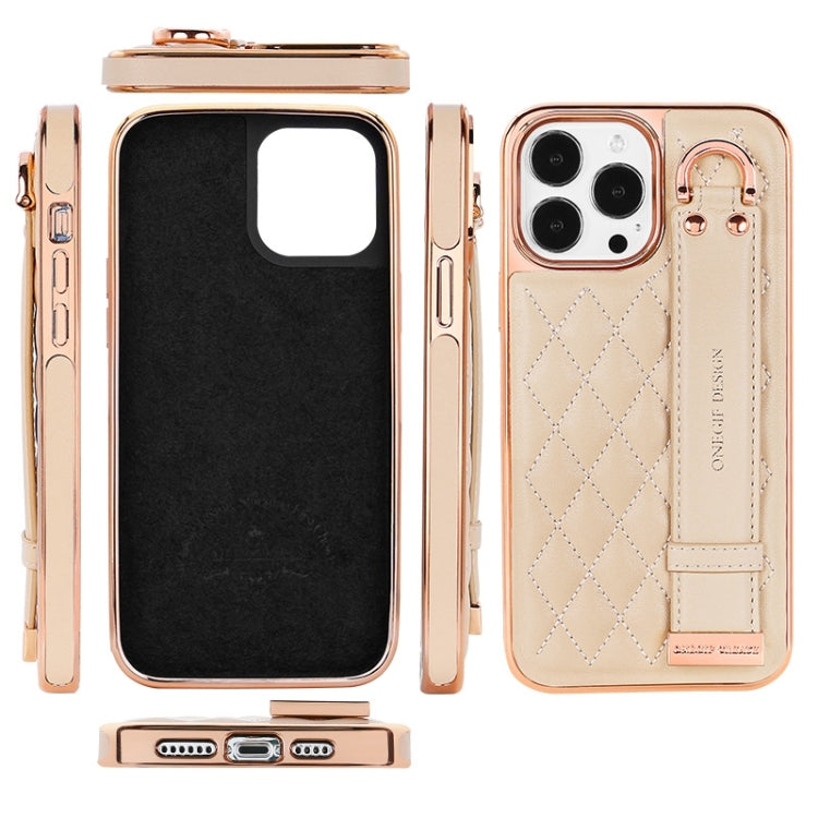 For iPhone 12 / 12 Pro VIETAO Rhombic Texture Wristband PU Phone Case