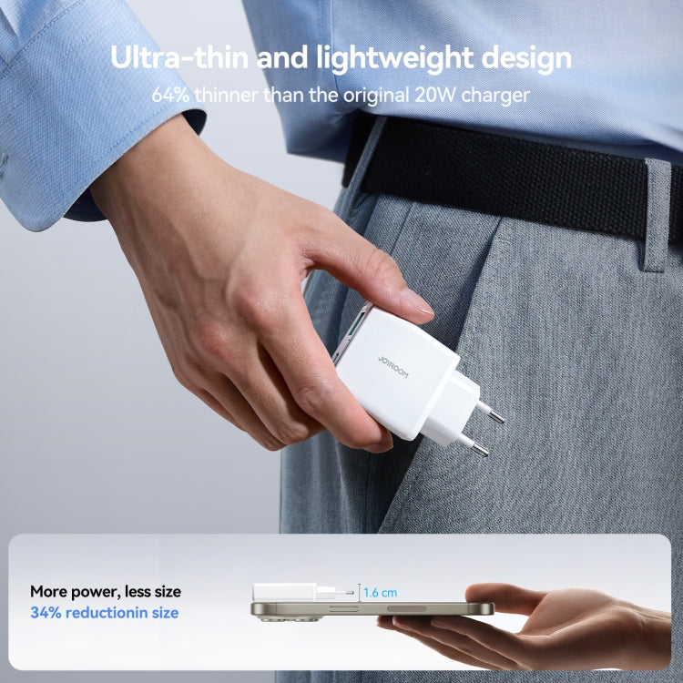 JOYROOM JR-TCF14 20W USB+USB-C / Type-C Fast Charger, Specification:EU Plug - White