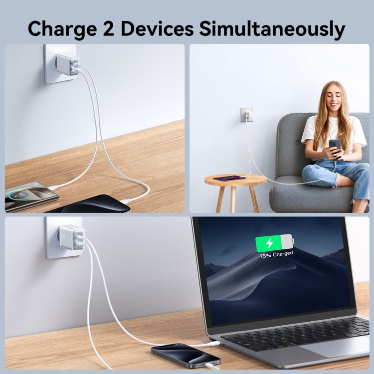 JOYROOM JR-TCF15 30W USB+USB-C / Type-C Fast Charger, Specification:EU Plug - White