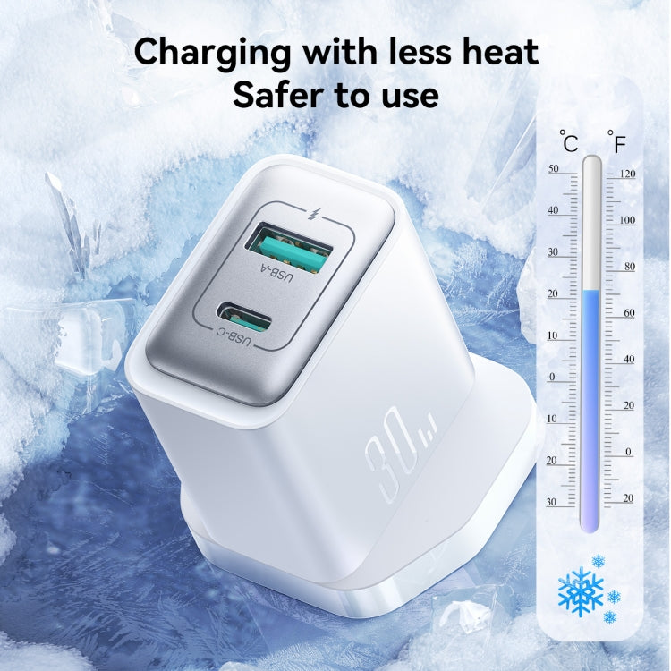 JOYROOM JR-TCF15 30W USB+USB-C / Type-C Fast Charger, Specification:UK Plug - White