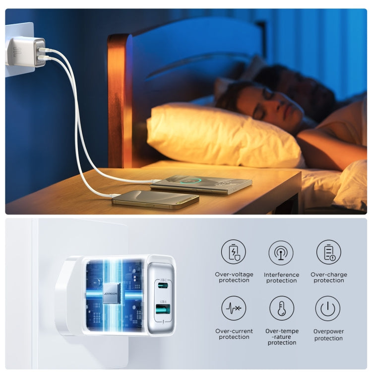 JOYROOM JR-TCF15 30W USB+USB-C / Type-C Fast Charger, Specification:UK Plug - White