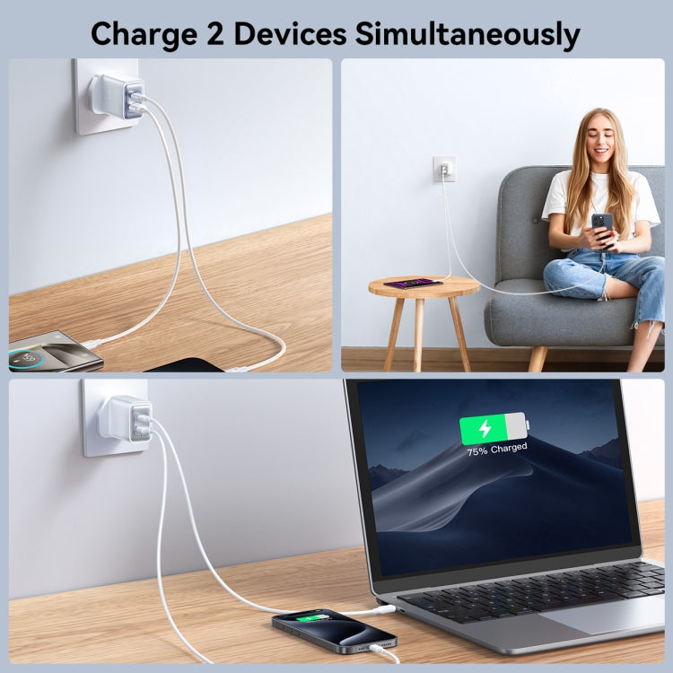 JOYROOM JR-TCF15 30W USB+USB-C / Type-C Fast Charger, Specification:UK Plug - White