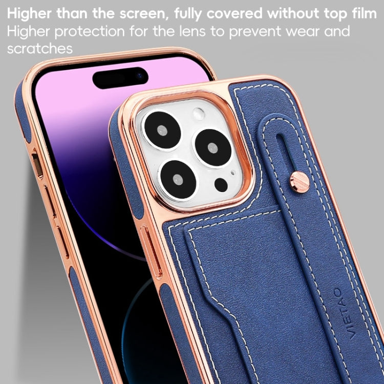 For iPhone 16 Plus VIETAO Card Slot Wristband Phone Case with Lanyard