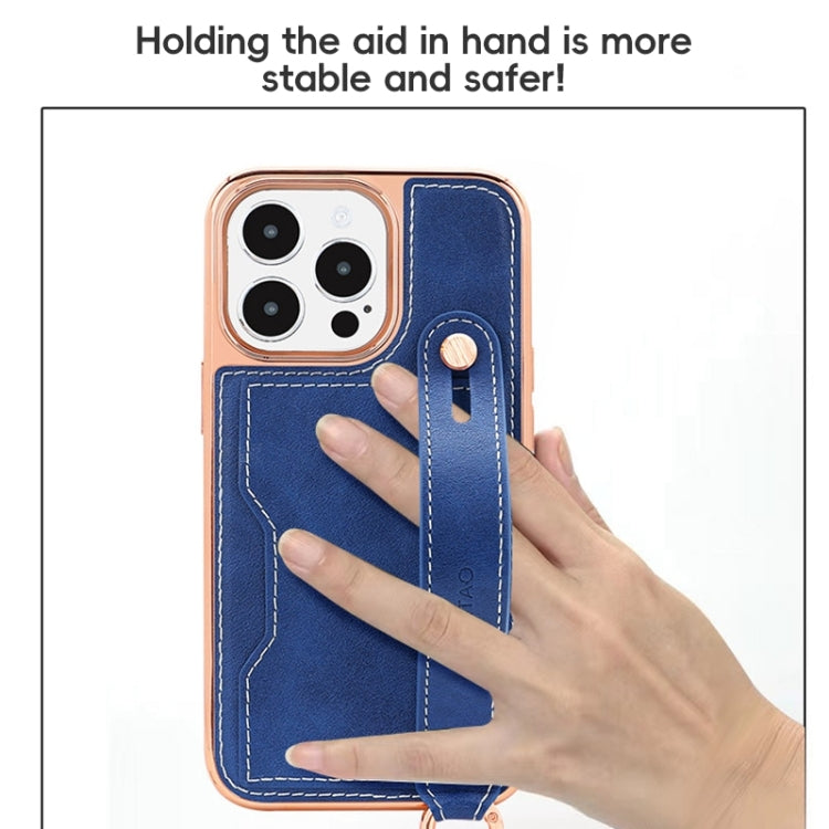 For iPhone 13 VIETAO Card Slot Wristband Phone Case with Lanyard
