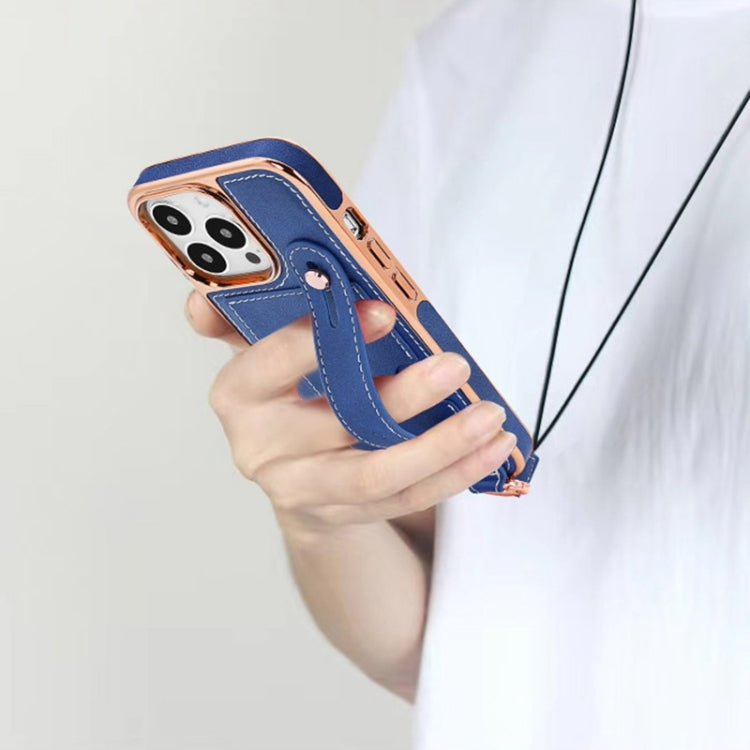 For iPhone 14 Plus VIETAO Card Slot Wristband Phone Case with Lanyard