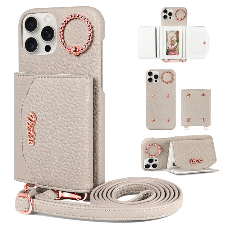 For iPhone 15 Pro Max VIETAO Ring Holder Card Bag Phone Case with Lanyard