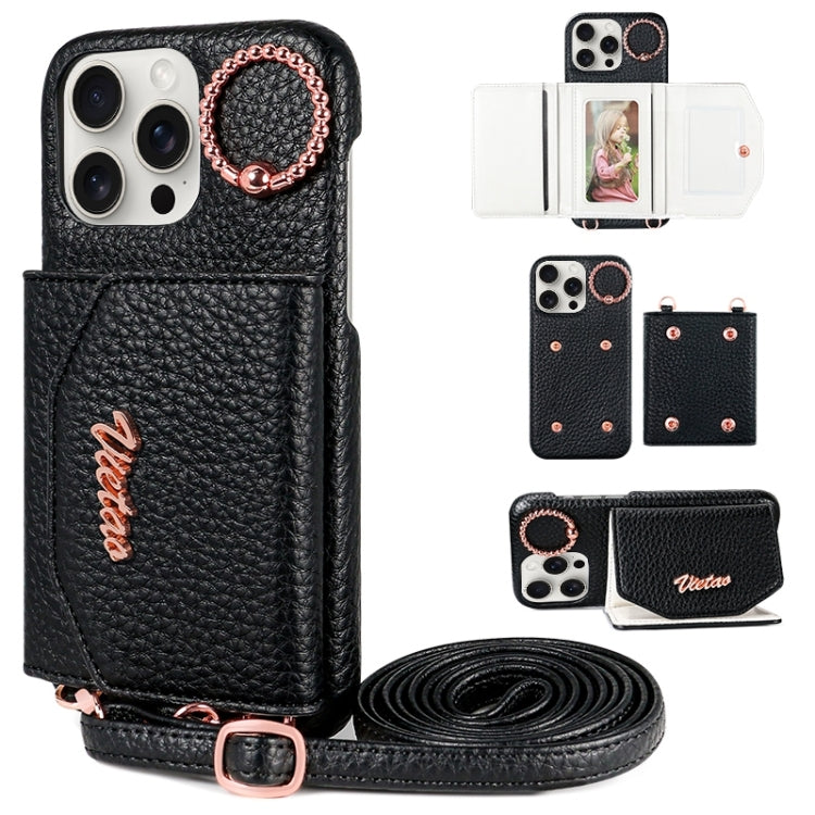 For iPhone 14 Pro Max VIETAO Ring Holder Card Bag Phone Case with Lanyard