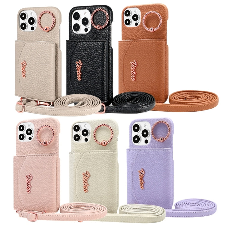 For iPhone 13 VIETAO Ring Holder Card Bag Phone Case with Lanyard