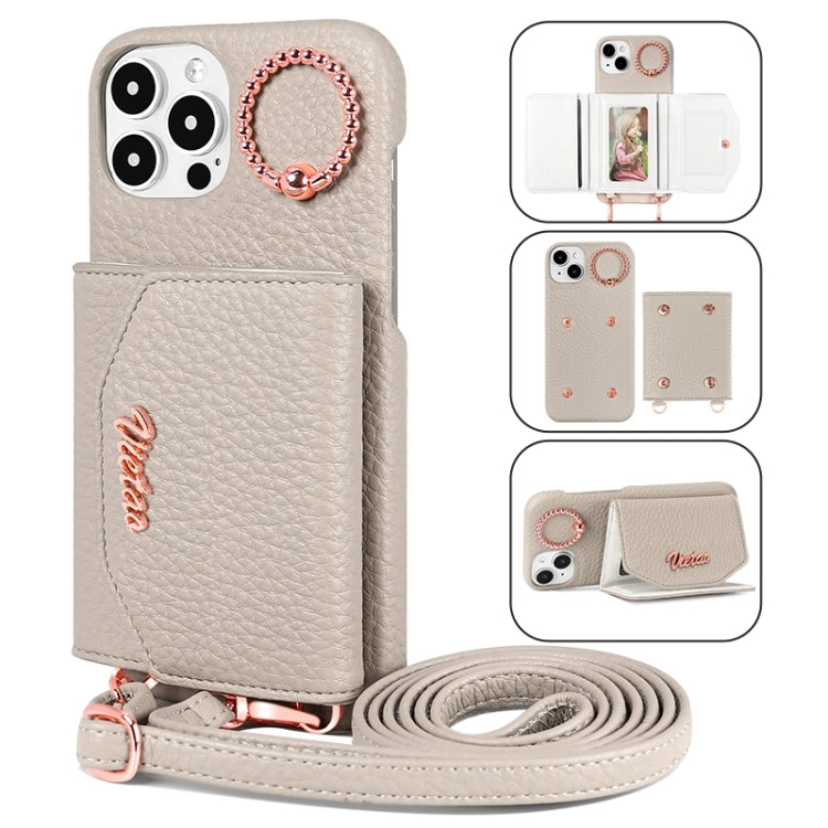 For iPhone 15 Pro Max VIETAO Ring Holder Card Bag Phone Case with Lanyard