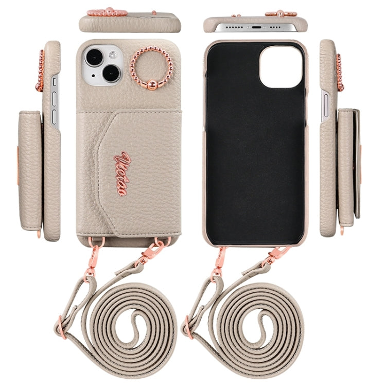 For iPhone 14 VIETAO Ring Holder Card Bag Phone Case with Lanyard