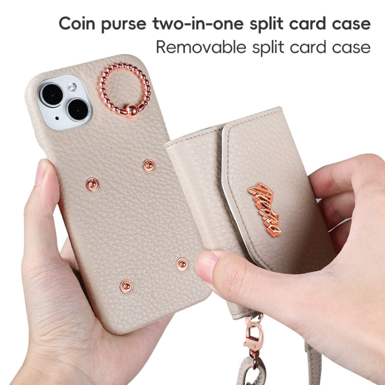 For iPhone 13 VIETAO Ring Holder Card Bag Phone Case with Lanyard