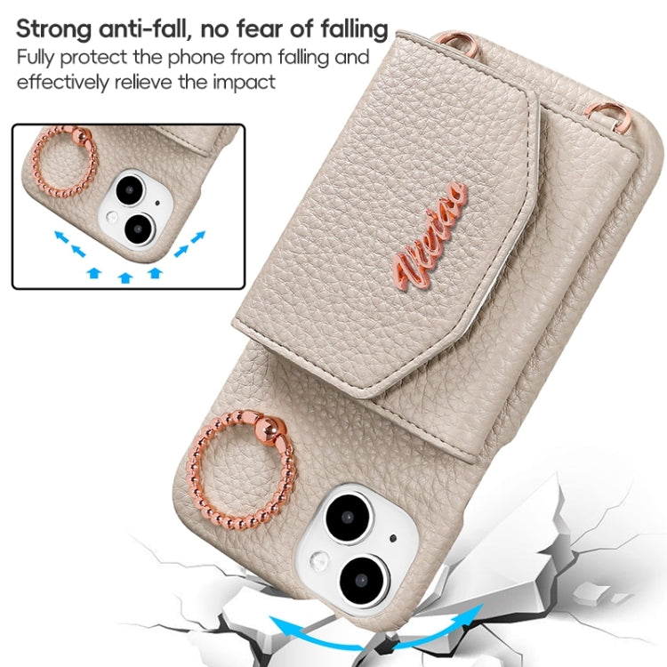 For iPhone 15 Pro VIETAO Ring Holder Card Bag Phone Case with Lanyard