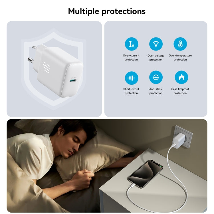 JOYROOM JR-TCF24 30W USB-C / Type-C Fast Charger with Cable Set, Specification:EU Plug - White