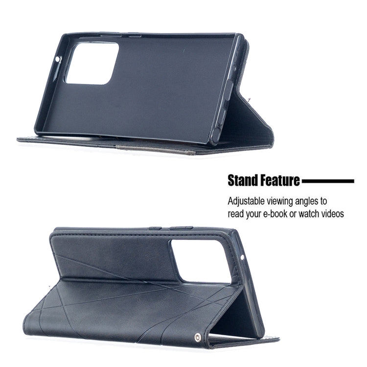 For Samsung Galaxy Note 20 Ultra Rhombus Texture Horizontal Flip Magnetic Leather Case with Holder & Card Slots & Wallet