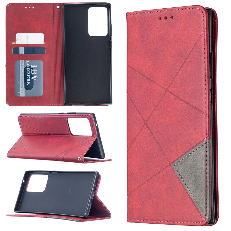 For Samsung Galaxy Note 20 Ultra Rhombus Texture Horizontal Flip Magnetic Leather Case with Holder & Card Slots & Wallet