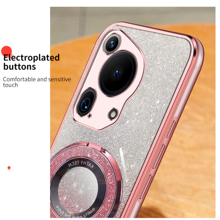 For Huawei Pura 70 Ultra Plated Gradient Glitter Round Holder TPU Phone Case