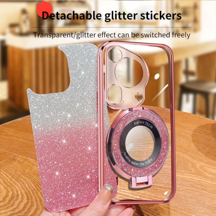 For Huawei Pura 70 Ultra Plated Gradient Glitter Round Holder TPU Phone Case