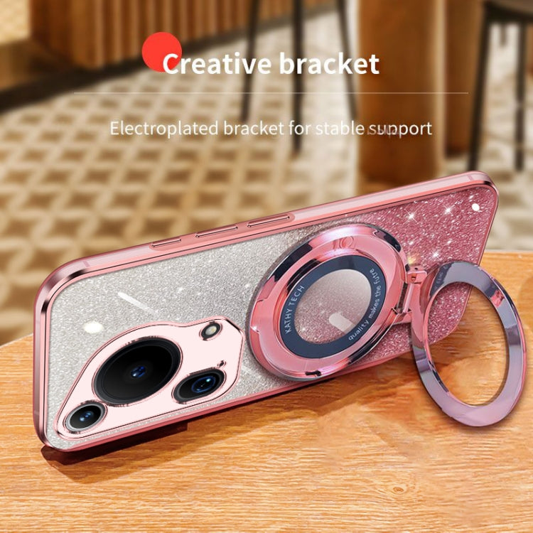 For Huawei Pura 70 Ultra Plated Gradient Glitter Round Holder TPU Phone Case