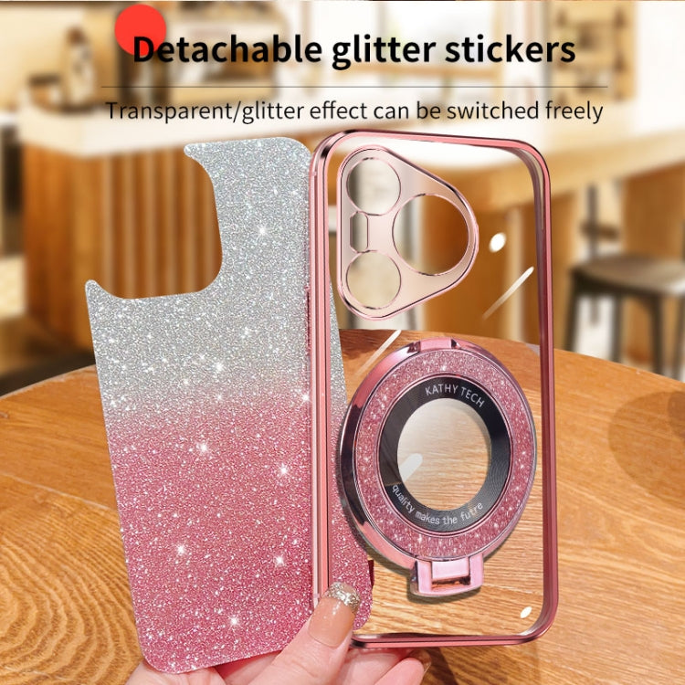 For Huawei Pura 70 Plated Gradient Glitter Round Holder TPU Phone Case