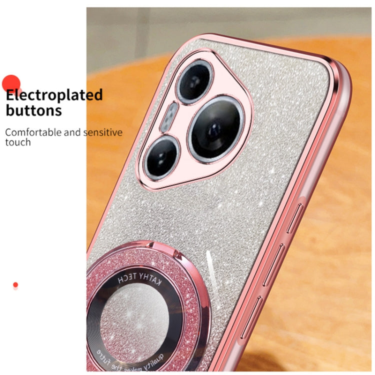 For Huawei Pura 70 Plated Gradient Glitter Round Holder TPU Phone Case