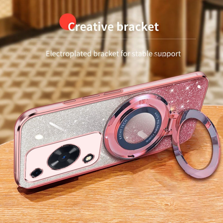 For Huawei Enjoy 70 Plated Gradient Glitter Round Holder TPU Phone Case