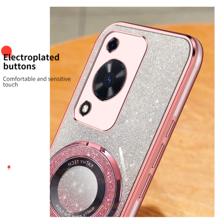 For Huawei Enjoy 70 Plated Gradient Glitter Round Holder TPU Phone Case
