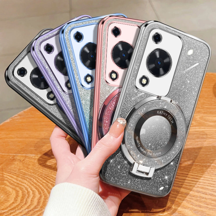 For Huawei Enjoy 70 Plated Gradient Glitter Round Holder TPU Phone Case