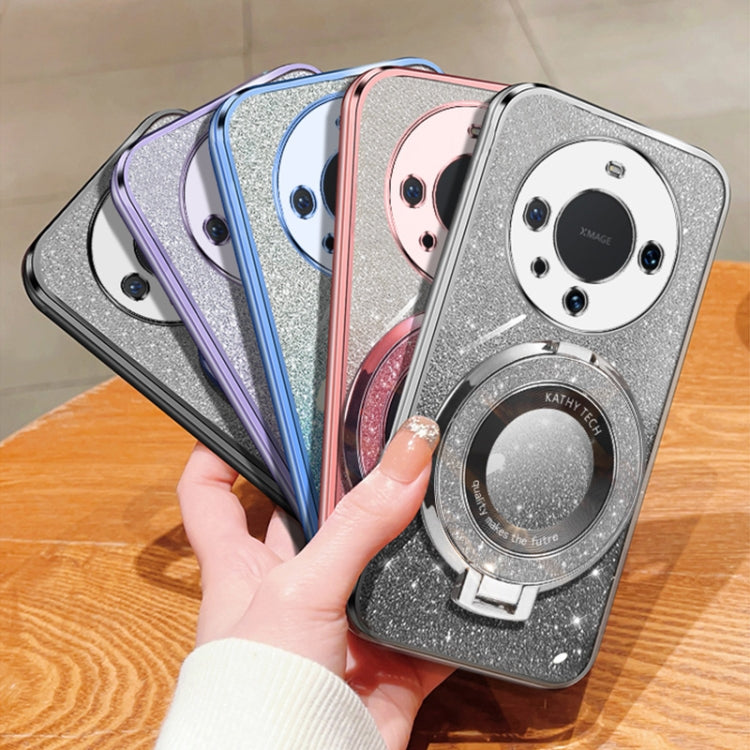 For Huawei Mate 60 Pro / 60 Pro+ Plated Gradient Glitter Round Holder TPU Phone Case