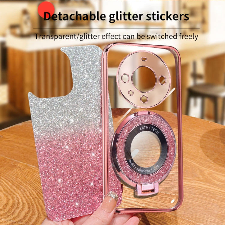 For Huawei Mate 60 Pro / 60 Pro+ Plated Gradient Glitter Round Holder TPU Phone Case