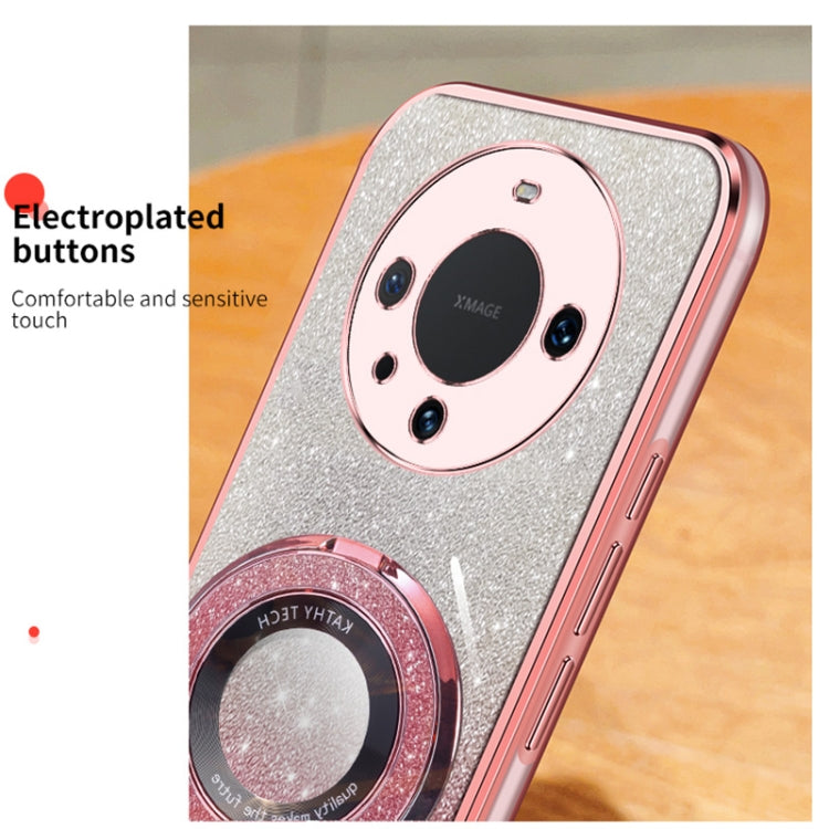 For Huawei Mate 60 Pro / 60 Pro+ Plated Gradient Glitter Round Holder TPU Phone Case