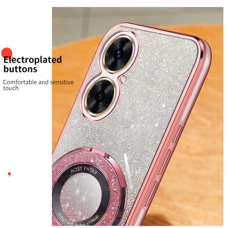 For Huawei Maimang 20 Plated Gradient Glitter Round Holder TPU Phone Case