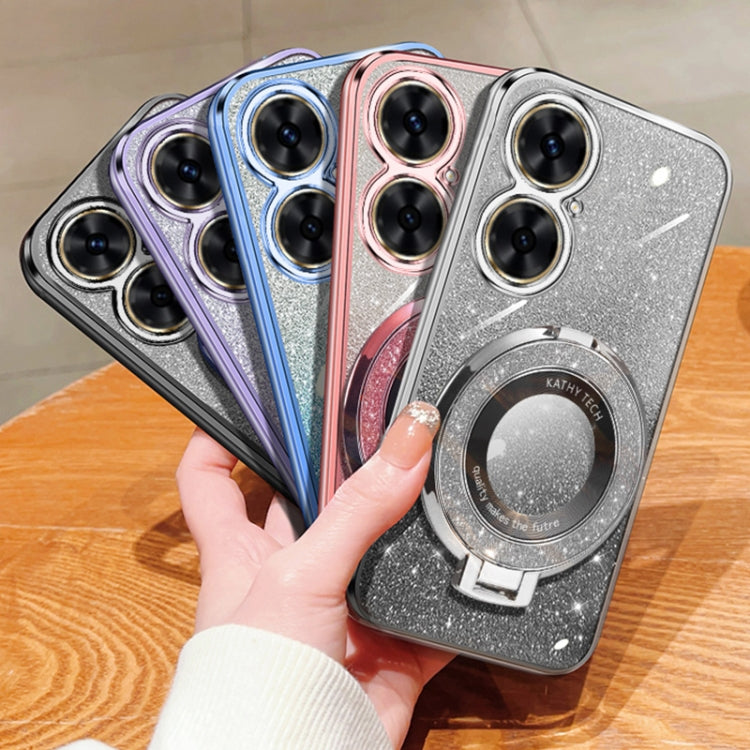 For Huawei Maimang 20 Plated Gradient Glitter Round Holder TPU Phone Case