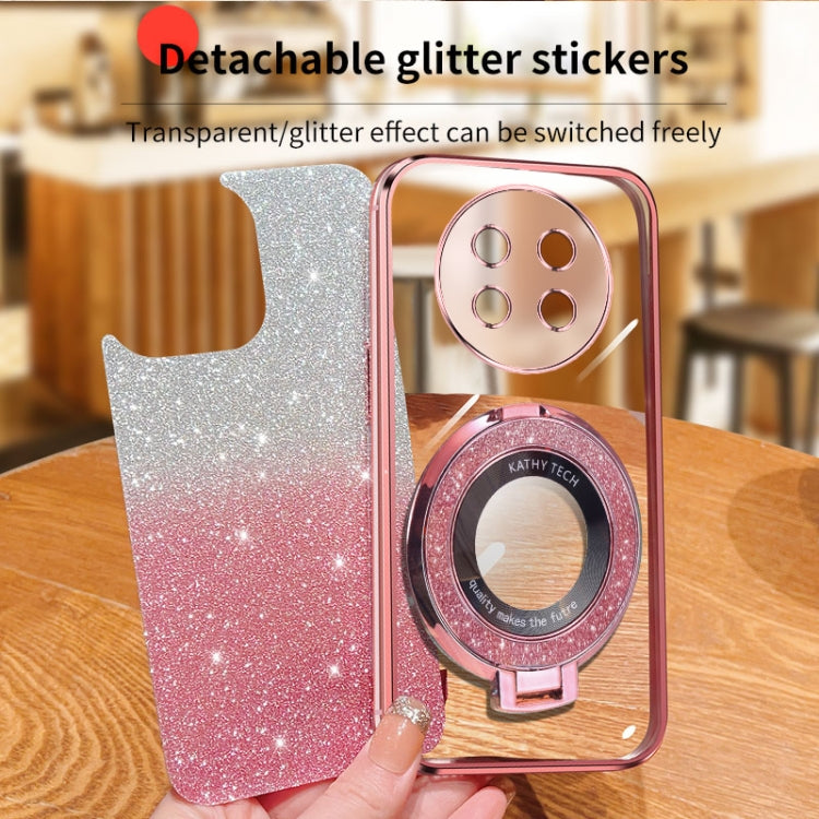 For Huawei Enjoy 60X Plated Gradient Glitter Round Holder TPU Phone Case
