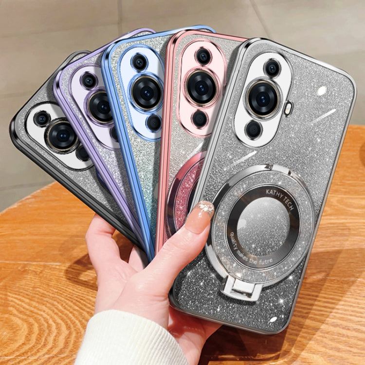For Huawei nova 11 Pro Plated Gradient Glitter Round Holder TPU Phone Case