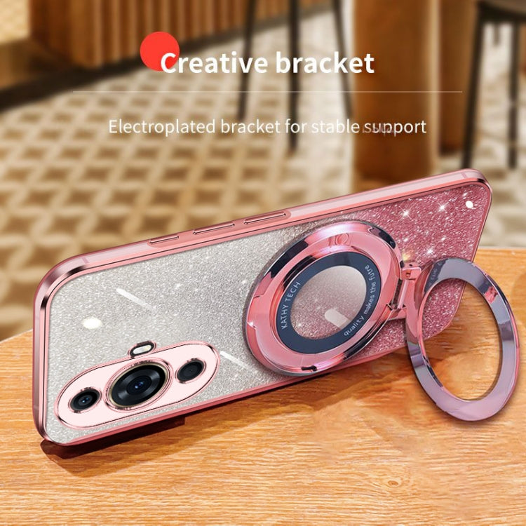 For Huawei nova 11 Pro Plated Gradient Glitter Round Holder TPU Phone Case