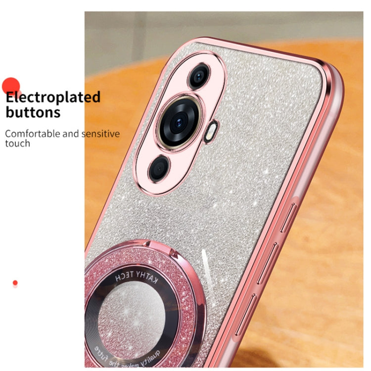 For Huawei nova 11 Pro Plated Gradient Glitter Round Holder TPU Phone Case