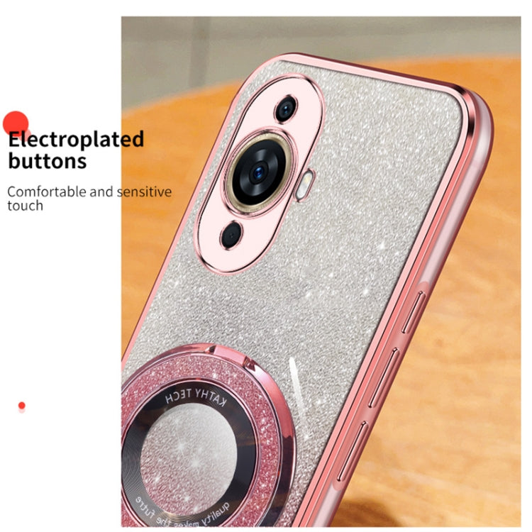 For Huawei nova 11 Plated Gradient Glitter Round Holder TPU Phone Case