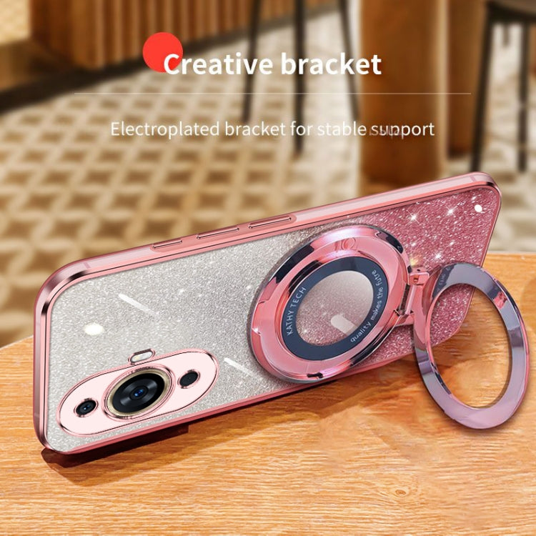 For Huawei nova 11 Plated Gradient Glitter Round Holder TPU Phone Case