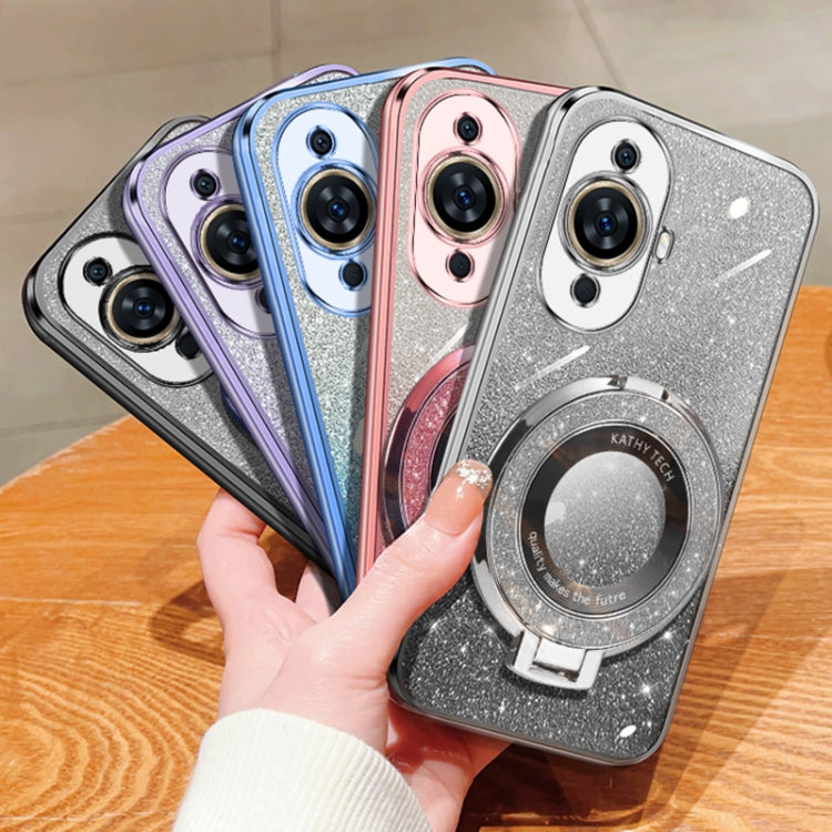 For Huawei nova 11 Plated Gradient Glitter Round Holder TPU Phone Case