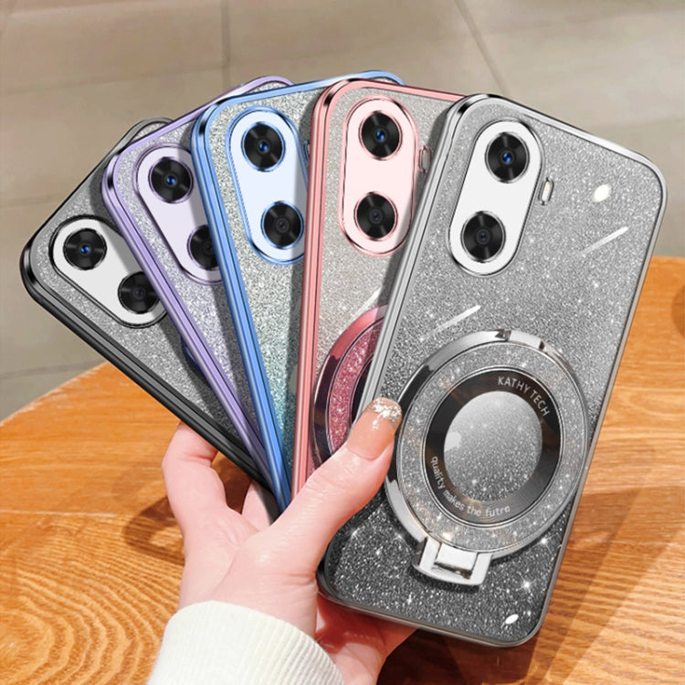 For Huawei Enjoy 60 Plated Gradient Glitter Round Holder TPU Phone Case