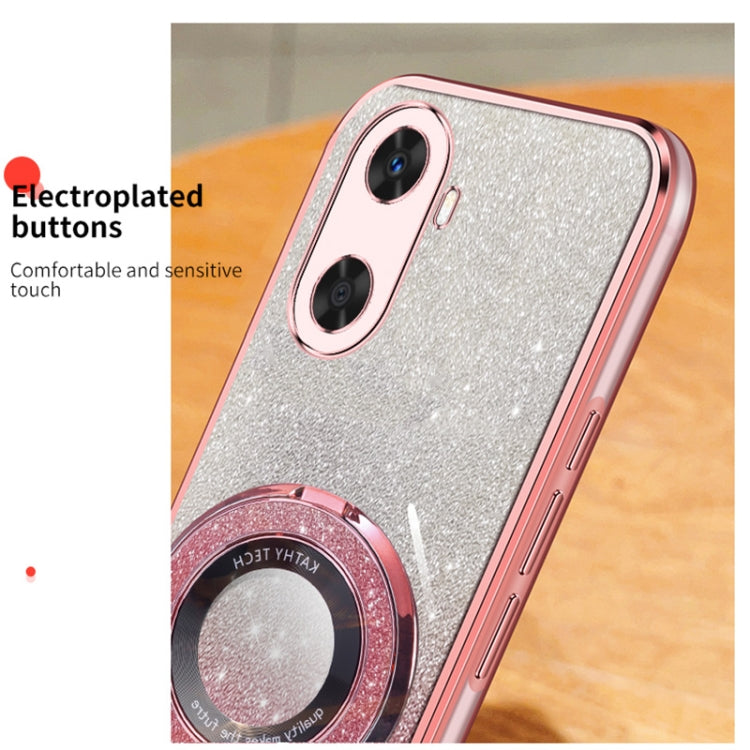 For Huawei Enjoy 60 Plated Gradient Glitter Round Holder TPU Phone Case