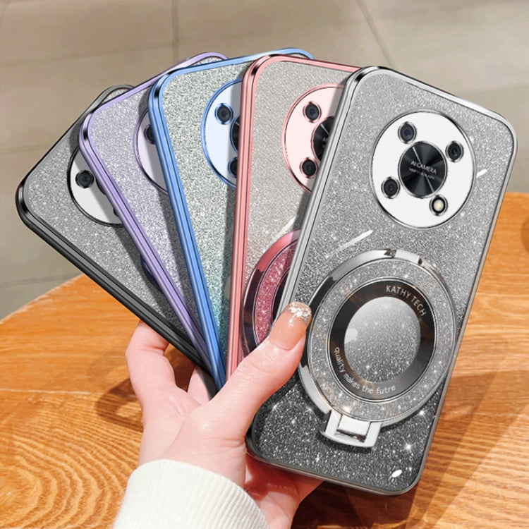 For Huawei Enjoy 50 Pro Plated Gradient Glitter Round Holder TPU Phone Case