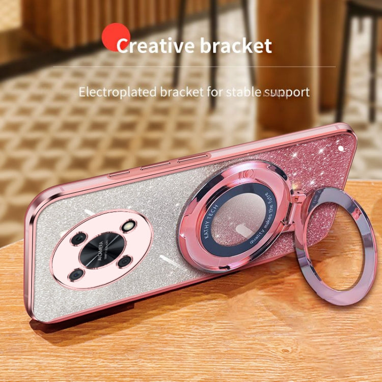 For Huawei Enjoy 50 Pro Plated Gradient Glitter Round Holder TPU Phone Case