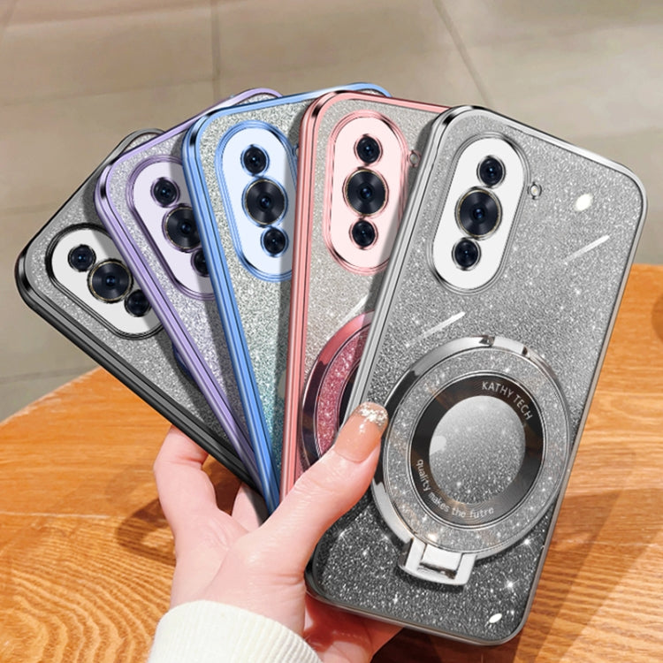 For Huawei nova 10 Plated Gradient Glitter Round Holder TPU Phone Case