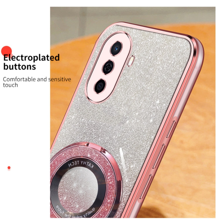 For Huawei Enjoy 50 / nova Y70 Plated Gradient Glitter Round Holder TPU Phone Case